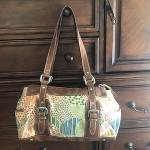 Fossil leather cotton handbag multicolor